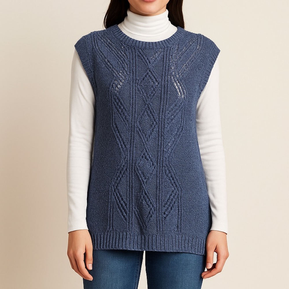 Coldwater Creek Navy Textured Women's Sweater Sleeveless